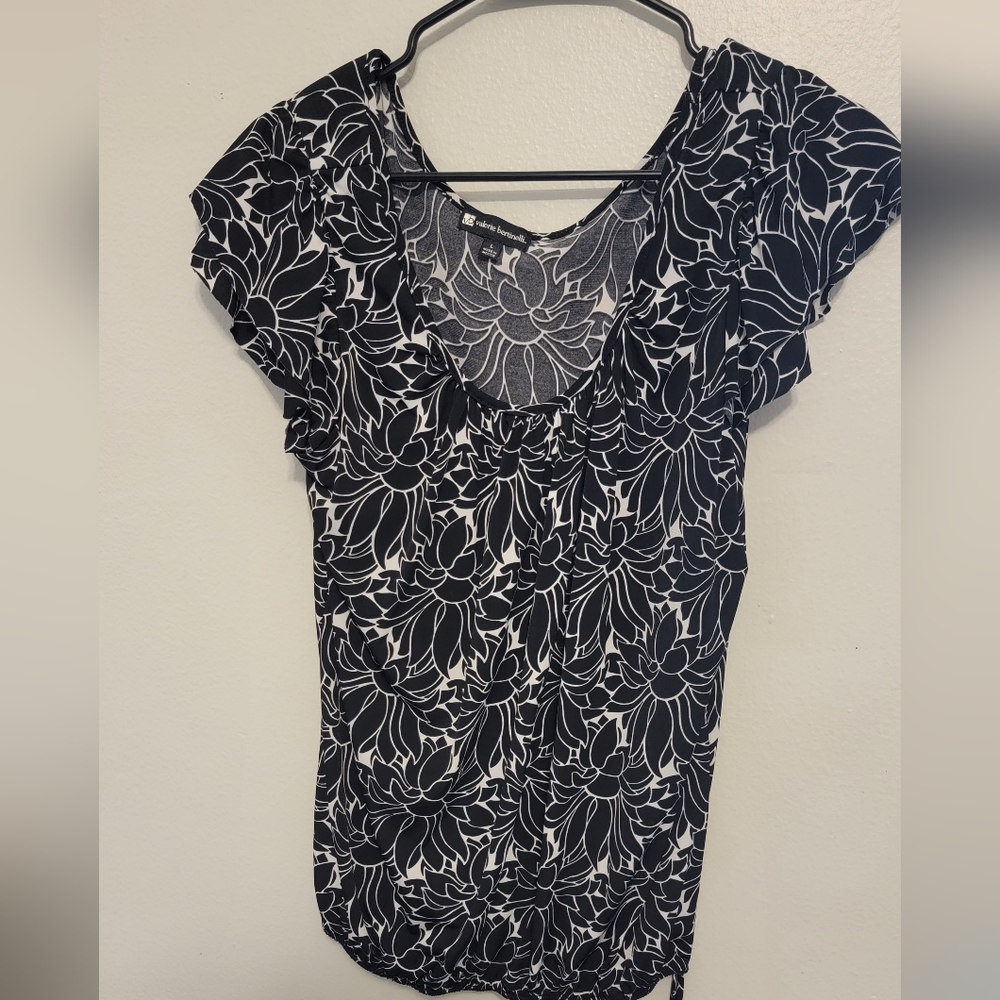 Black and white flowered blouse